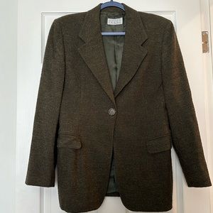 Italian vintage BASILE jacket, single button, two pockets, tweed blazer jacket